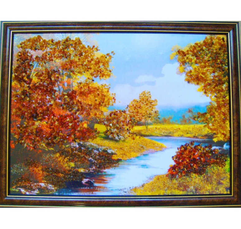 Картина из янтаря Лесной ручей