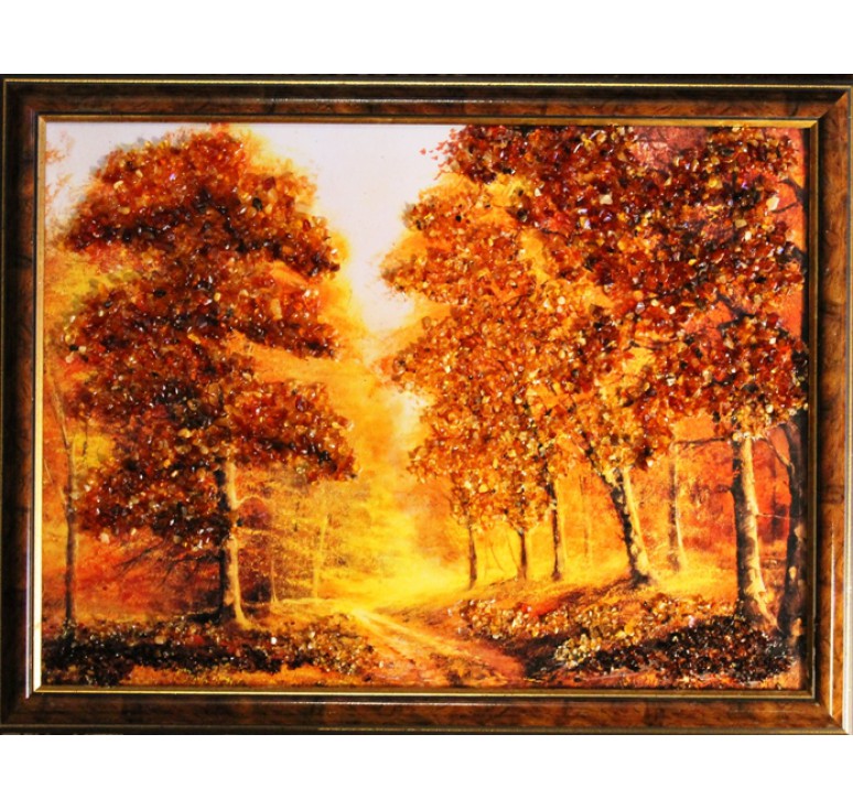 Картина из янтаря лес